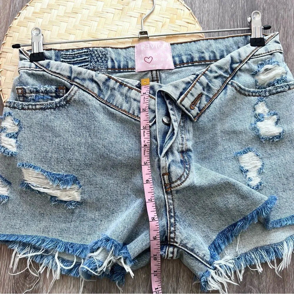 Nwt revice denim melrose shorts cut off fold over‎ button fly women’s size 29 - Picture 4 of 9